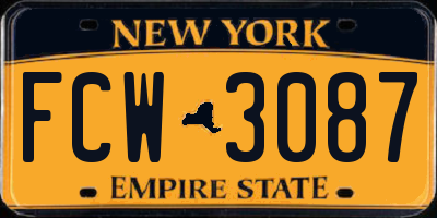 NY license plate FCW3087