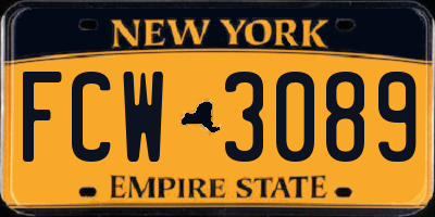 NY license plate FCW3089