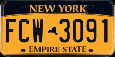 NY license plate FCW3091