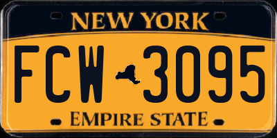 NY license plate FCW3095