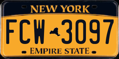 NY license plate FCW3097