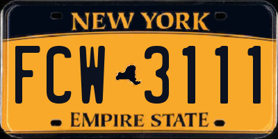 NY license plate FCW3111