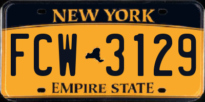 NY license plate FCW3129