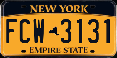 NY license plate FCW3131