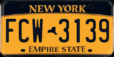 NY license plate FCW3139