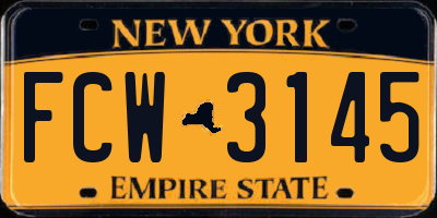 NY license plate FCW3145
