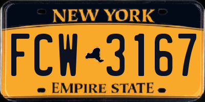 NY license plate FCW3167