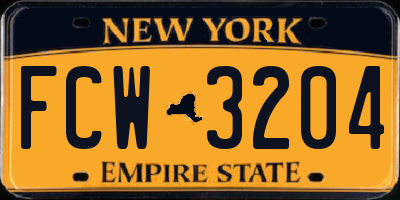 NY license plate FCW3204