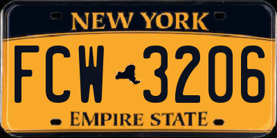 NY license plate FCW3206