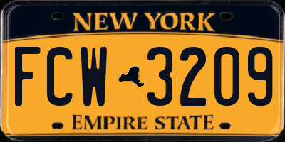 NY license plate FCW3209