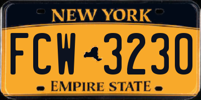 NY license plate FCW3230