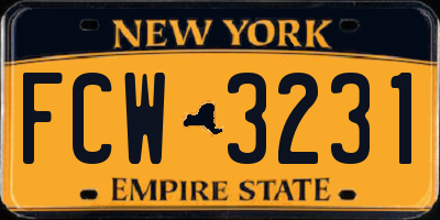 NY license plate FCW3231