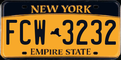 NY license plate FCW3232