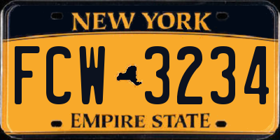 NY license plate FCW3234