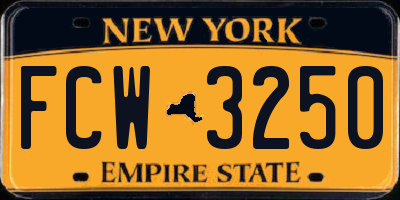 NY license plate FCW3250