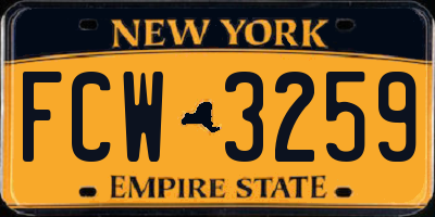 NY license plate FCW3259