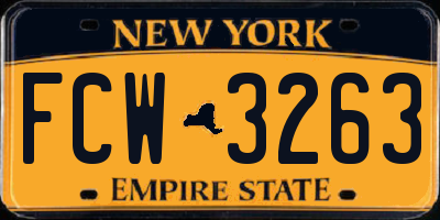 NY license plate FCW3263