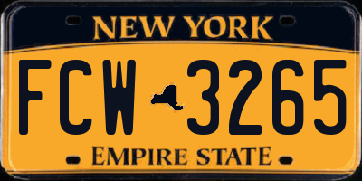 NY license plate FCW3265