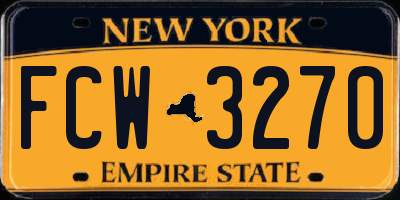 NY license plate FCW3270