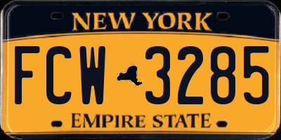 NY license plate FCW3285