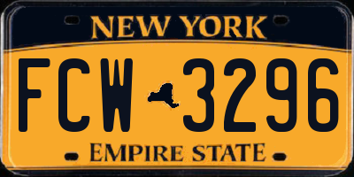 NY license plate FCW3296