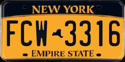 NY license plate FCW3316