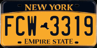 NY license plate FCW3319