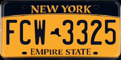 NY license plate FCW3325