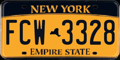 NY license plate FCW3328