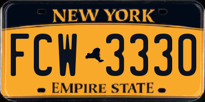 NY license plate FCW3330