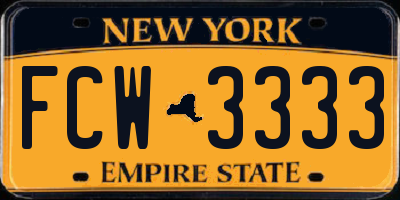 NY license plate FCW3333