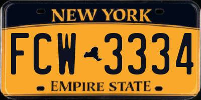 NY license plate FCW3334