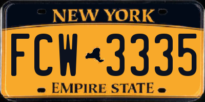 NY license plate FCW3335