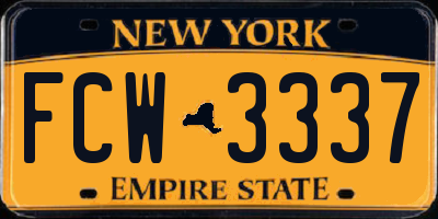 NY license plate FCW3337