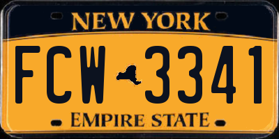 NY license plate FCW3341