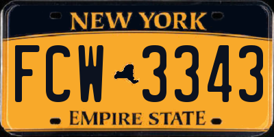 NY license plate FCW3343