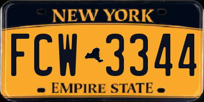 NY license plate FCW3344