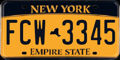 NY license plate FCW3345