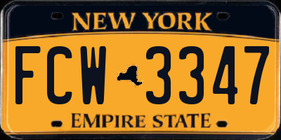 NY license plate FCW3347