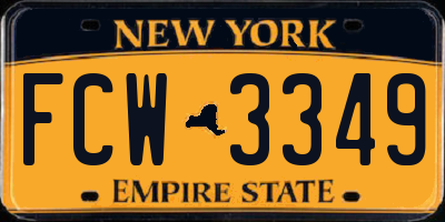 NY license plate FCW3349