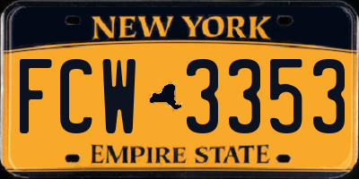NY license plate FCW3353