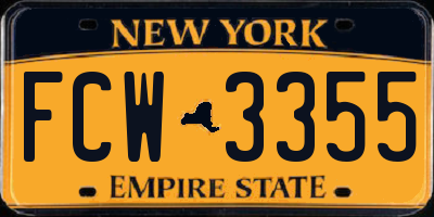 NY license plate FCW3355