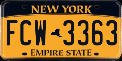 NY license plate FCW3363