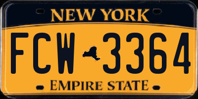 NY license plate FCW3364