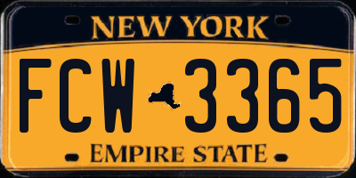 NY license plate FCW3365