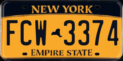 NY license plate FCW3374