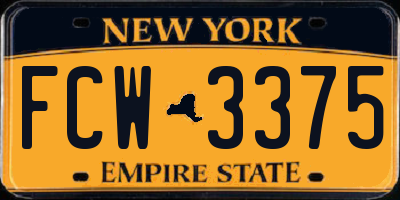 NY license plate FCW3375