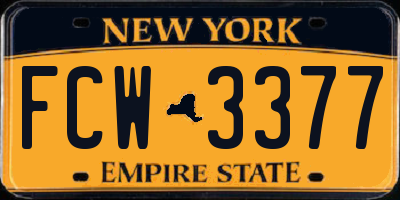 NY license plate FCW3377