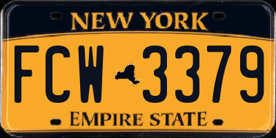 NY license plate FCW3379