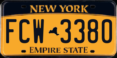 NY license plate FCW3380
